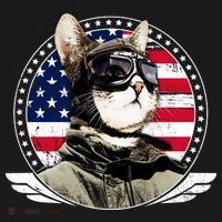 Patriotic American Cat Pilot Women's Long Sleeve Shirt thumb 2