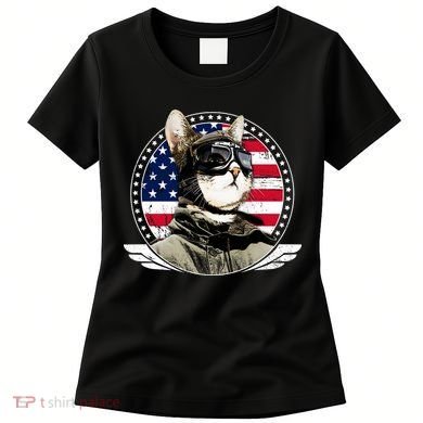 Patriotic American Cat Pilot Women's T-Shirt
