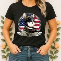 Patriotic American Cat Pilot Women's T-Shirt thumb 2
