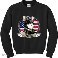 Patriotic American Cat Pilot Kids Sweatshirt thumb 0