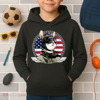 Patriotic American Cat Pilot Kids Hoodie thumb 2