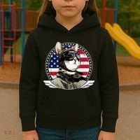 Patriotic American Cat Pilot Kids Hoodie thumb 3