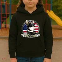 Patriotic American Cat Pilot Kids Hoodie thumb 3