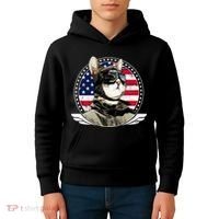 Patriotic American Cat Pilot Kids Hoodie thumb 4