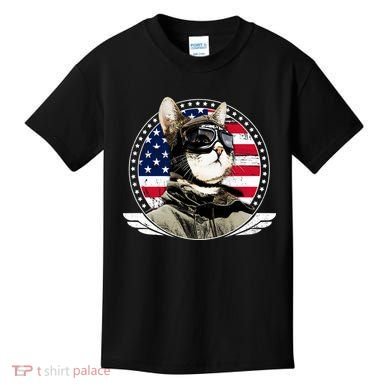 Patriotic American Cat Pilot Kids T-Shirt