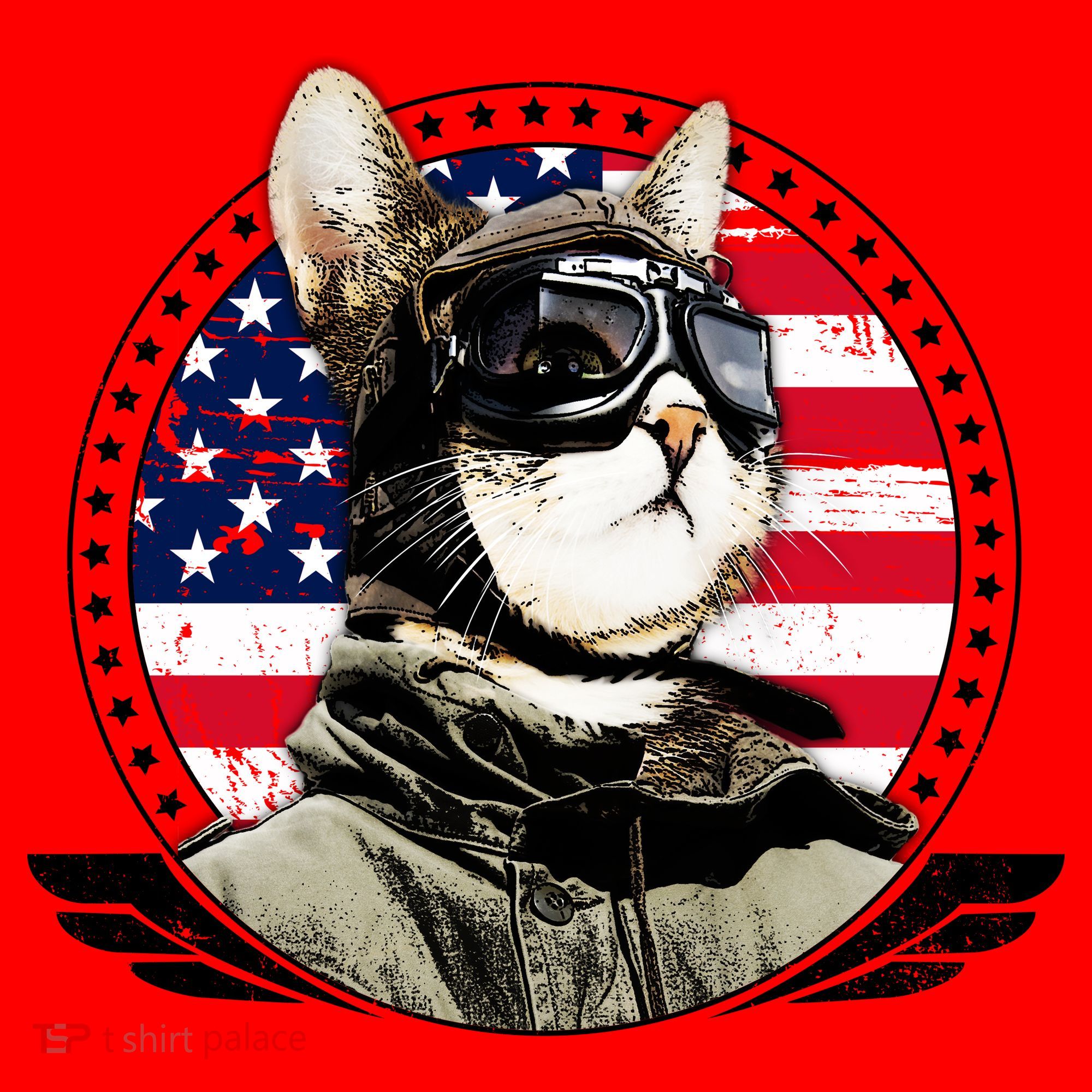 Patriotic American Cat Pilot Santa Hat