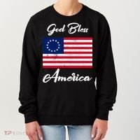 Patriotic Betsy Ross Flag God Bless America Women's Sweatshirt thumb 0