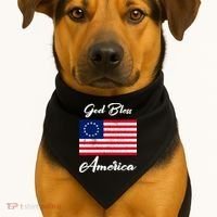 Patriotic Betsy Ross Flag God Bless America USA-Made Doggie Bandana thumb 1