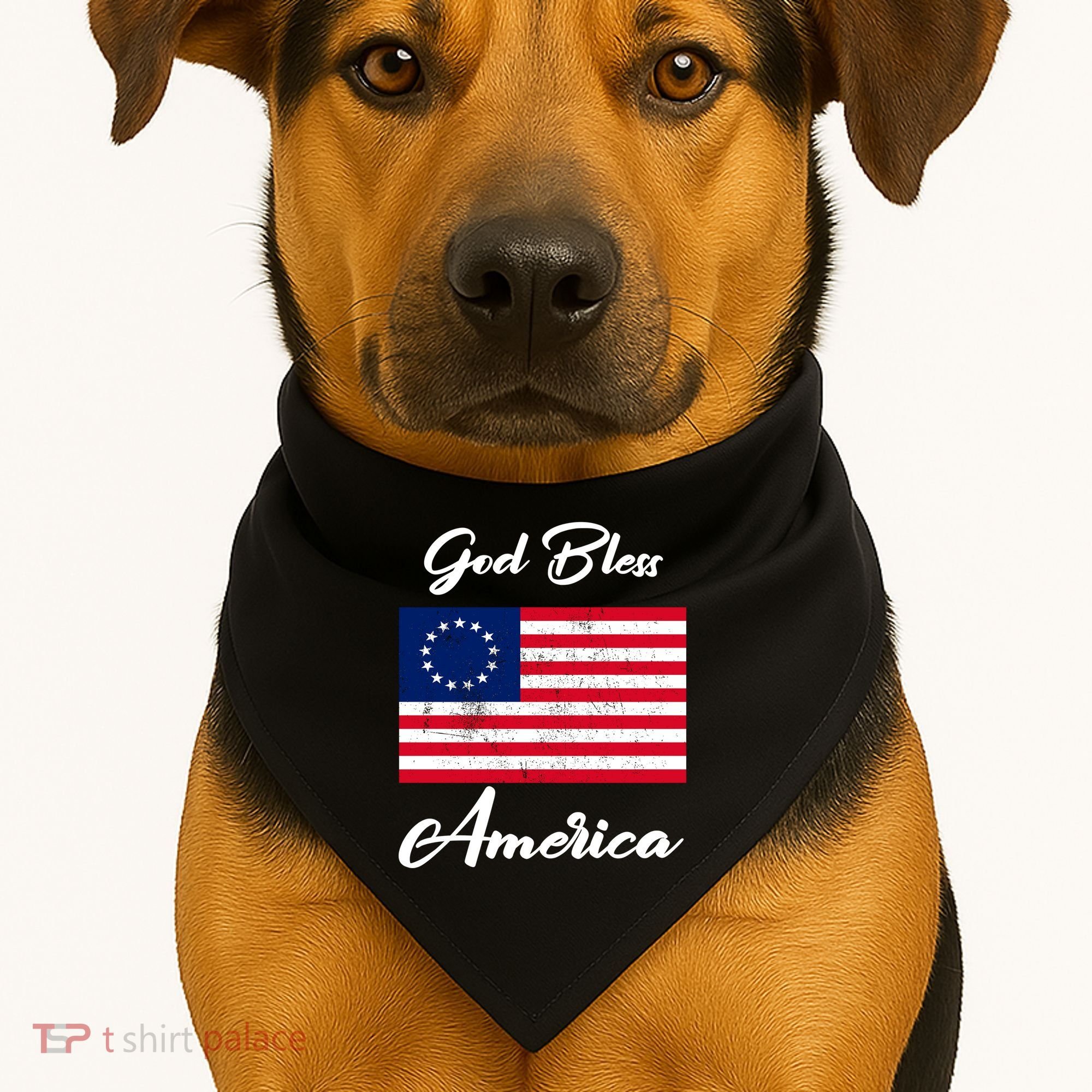Patriotic Betsy Ross Flag God Bless America USA-Made Doggie Bandana