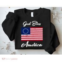 Patriotic Betsy Ross Flag God Bless America Sweatshirt thumb 2