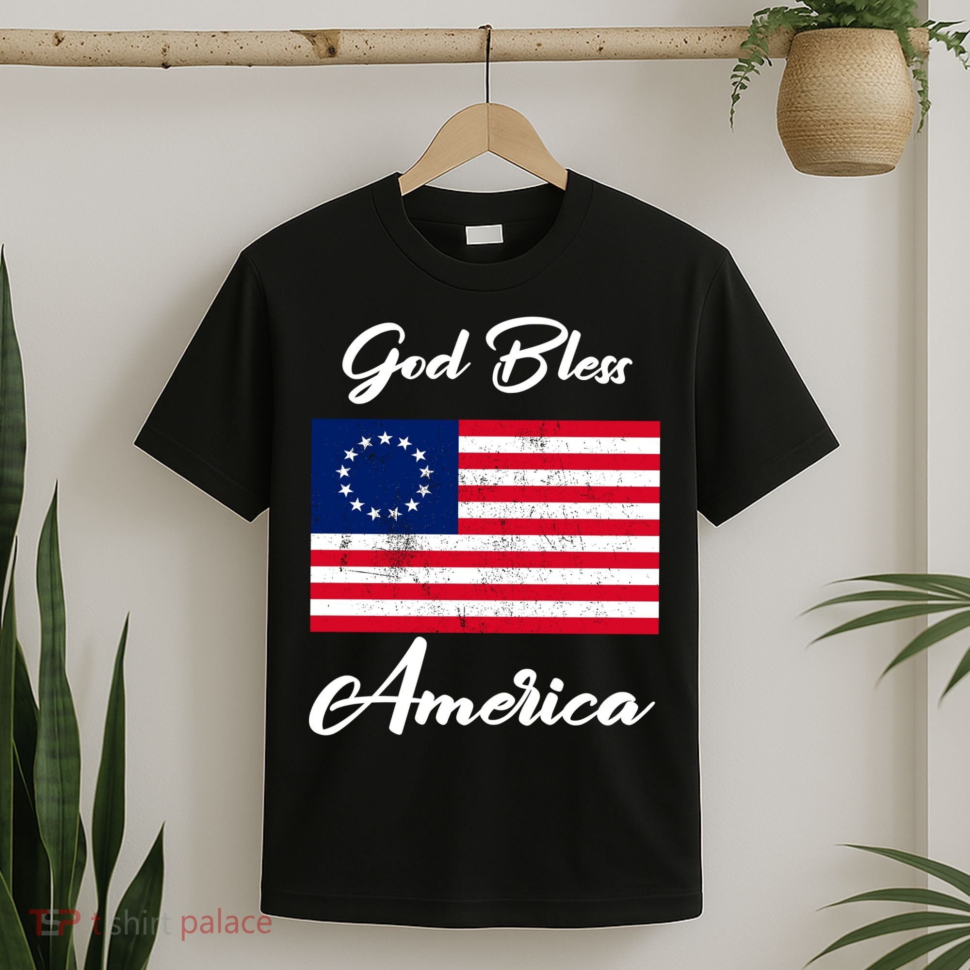 Patriotic Betsy Ross Flag God Bless America T-Shirt