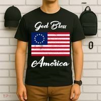 Patriotic Betsy Ross Flag God Bless America T-Shirt thumb 6