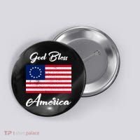 Patriotic Betsy Ross Flag God Bless America Button thumb 0