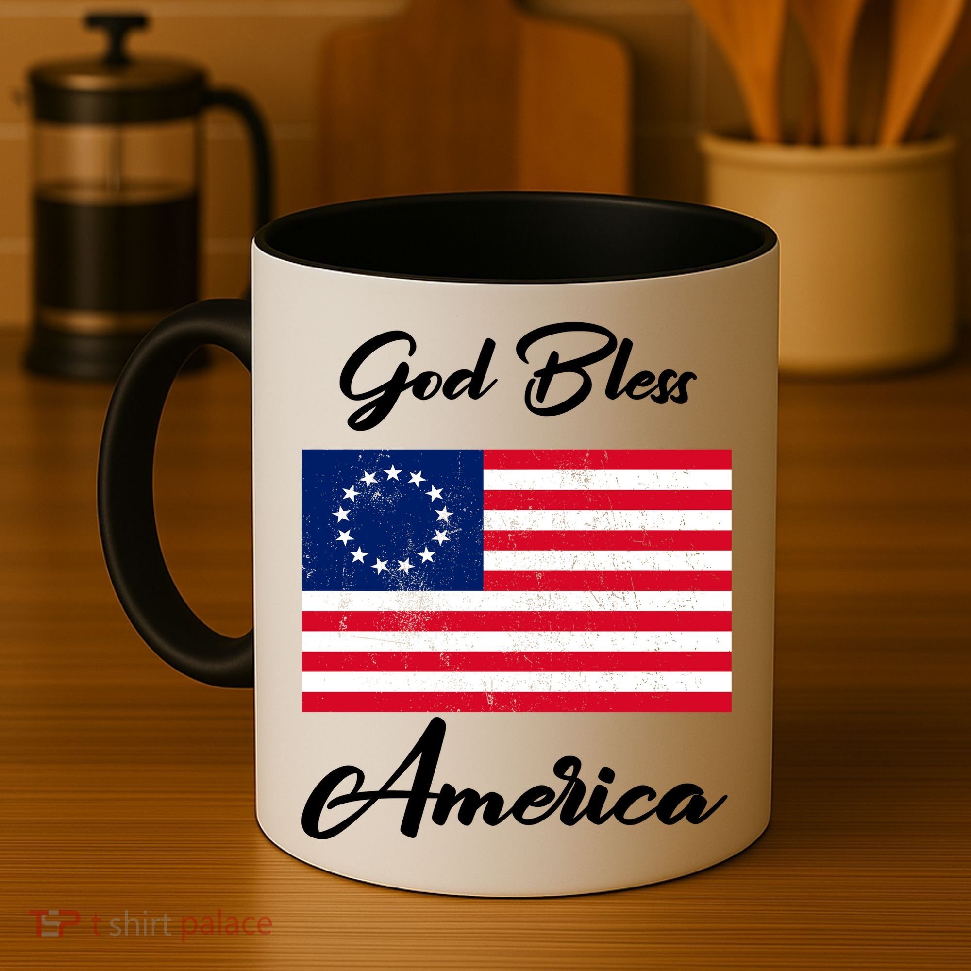 Patriotic Betsy Ross Flag God Bless America Coffee Mug