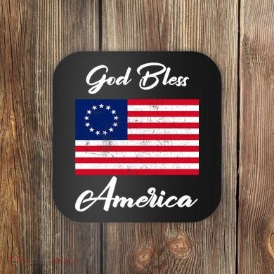 Patriotic Betsy Ross Flag God Bless America Coaster