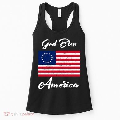 Patriotic Betsy Ross Flag God Bless America Women's Tank Top