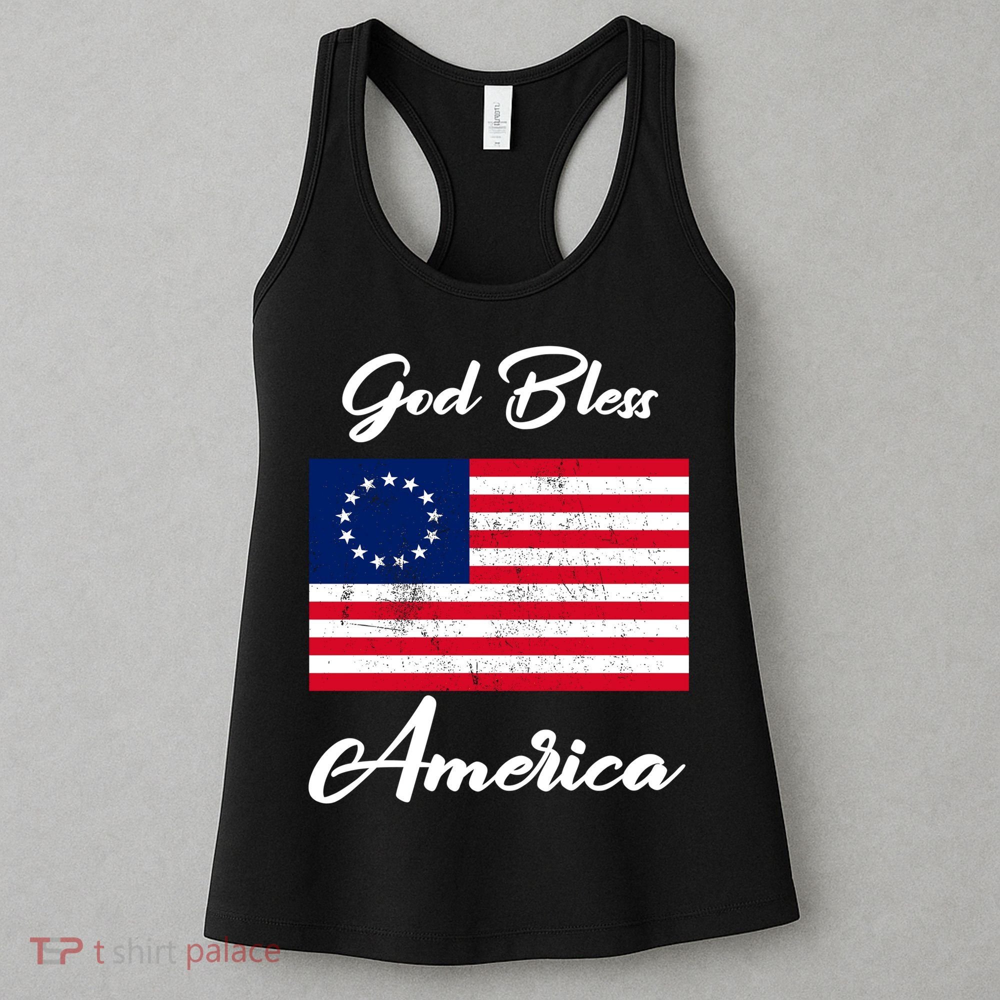 Patriotic Betsy Ross Flag God Bless America Women's Tank Top