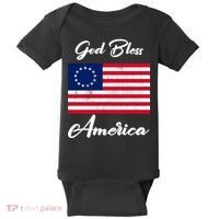 Patriotic Betsy Ross Flag God Bless America Baby Bodysuit thumb 0