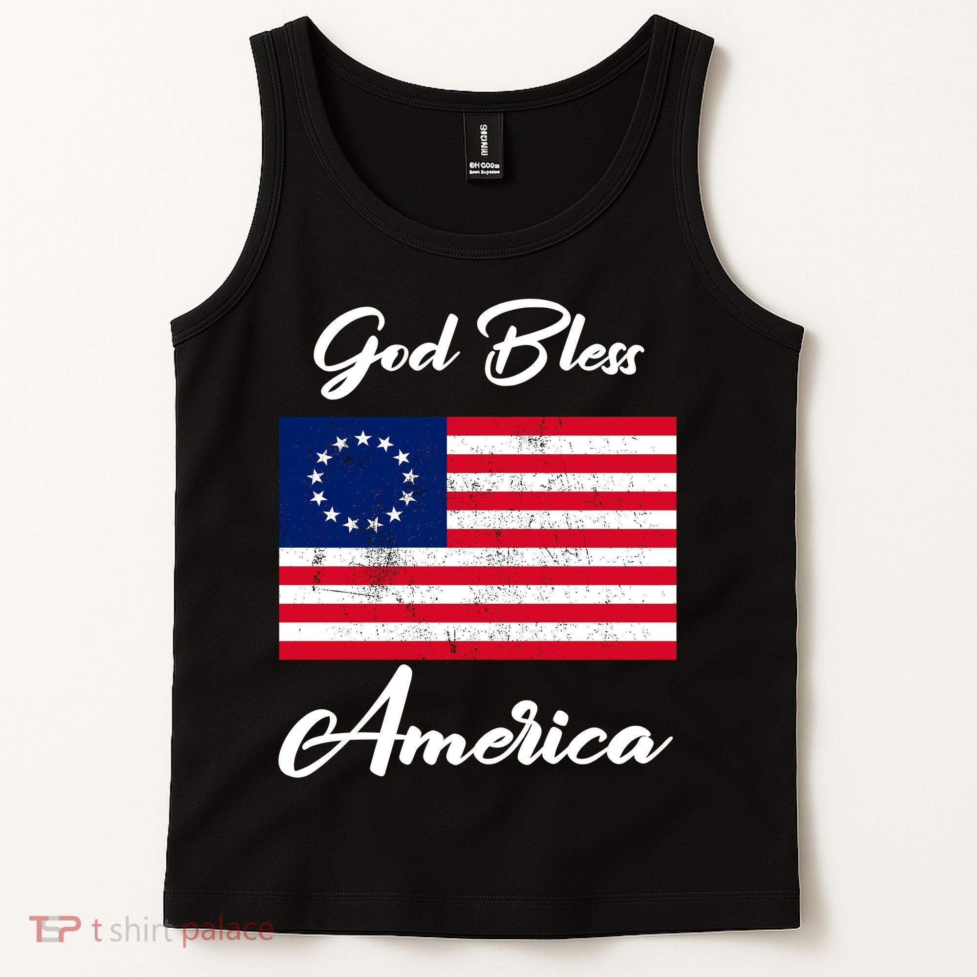 Patriotic Betsy Ross Flag God Bless America Tank Top