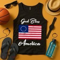 Patriotic Betsy Ross Flag God Bless America Tank Top thumb 4