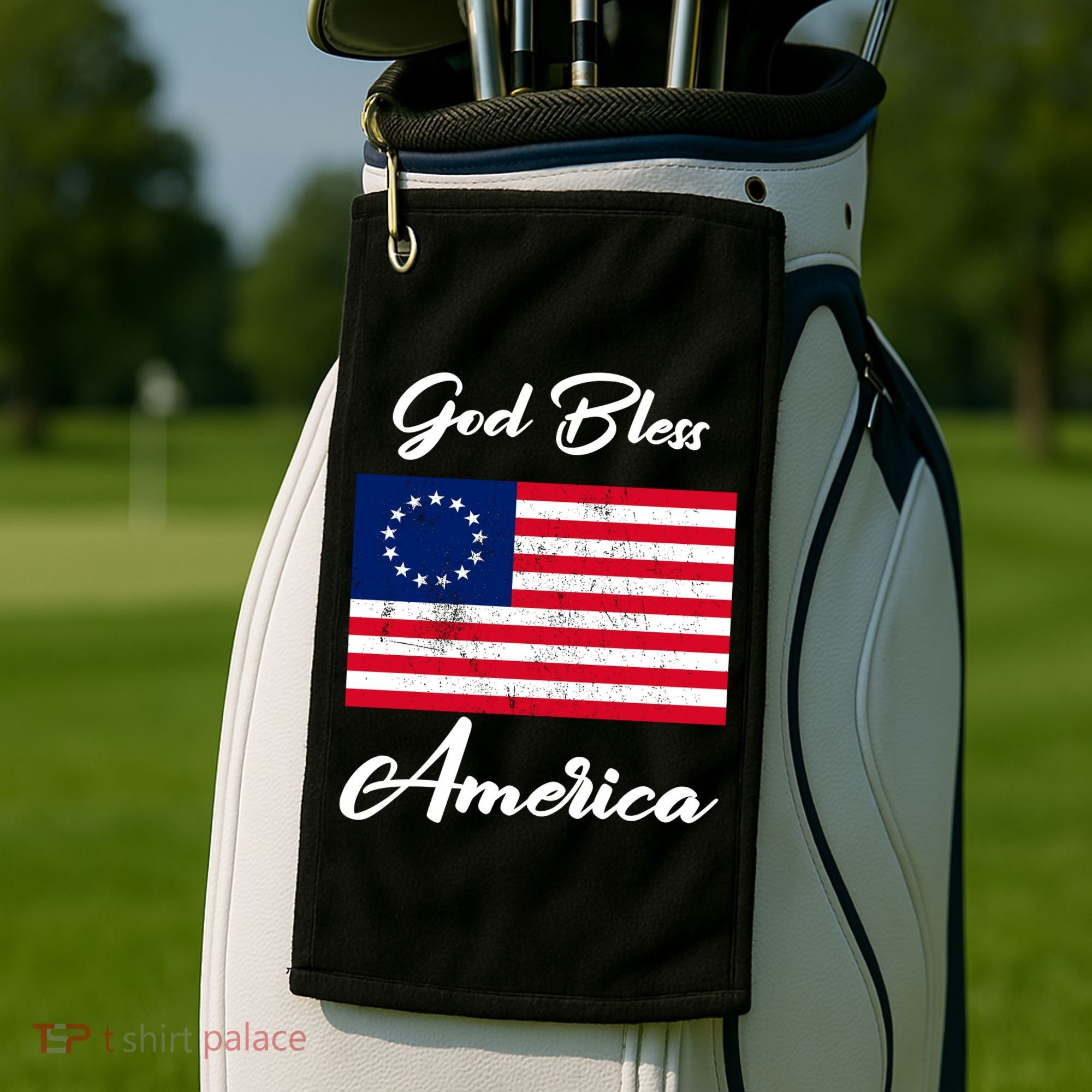 Patriotic Betsy Ross Flag God Bless America Golf Towel
