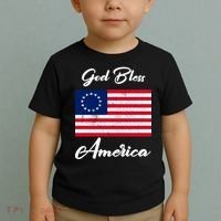 Patriotic Betsy Ross Flag God Bless America Toddler T-Shirt thumb 2