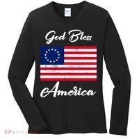 Patriotic Betsy Ross Flag God Bless America Women's Long Sleeve Shirt thumb 0