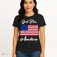 Patriotic Betsy Ross Flag God Bless America Women's T-Shirt thumb 4