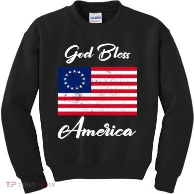 Patriotic Betsy Ross Flag God Bless America Kids Sweatshirt
