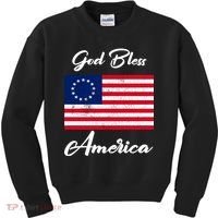 Patriotic Betsy Ross Flag God Bless America Kids Sweatshirt thumb 0
