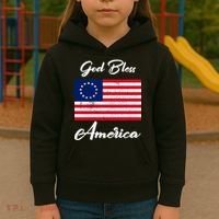 Patriotic Betsy Ross Flag God Bless America Kids Hoodie thumb 3