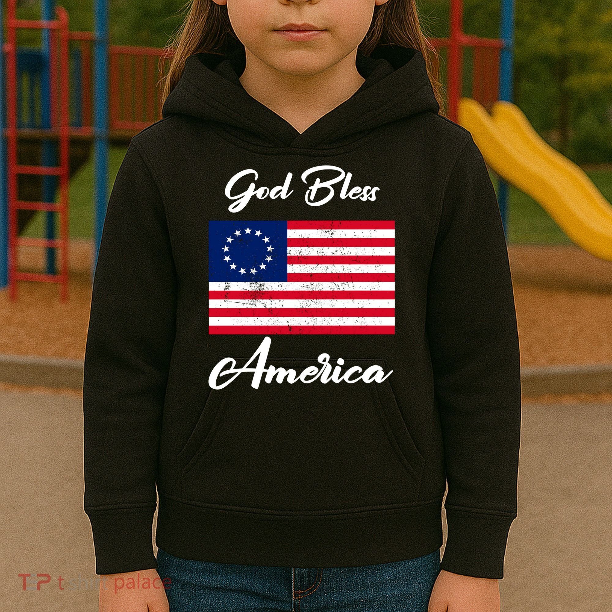 Patriotic Betsy Ross Flag God Bless America Kids Hoodie