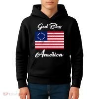 Patriotic Betsy Ross Flag God Bless America Kids Hoodie thumb 4