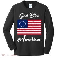 Patriotic Betsy Ross Flag God Bless America Kids Long Sleeve Shirt thumb 0