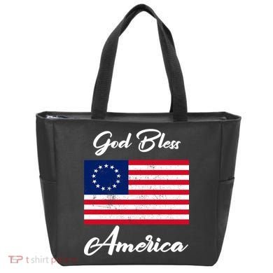Patriotic Betsy Ross Flag God Bless America Tote Bag