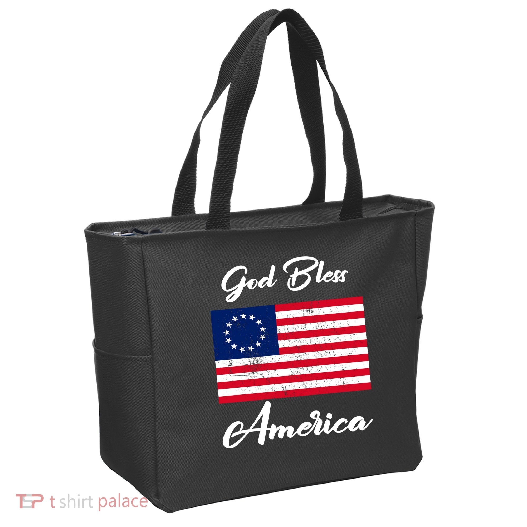 Patriotic Betsy Ross Flag God Bless America Tote Bag