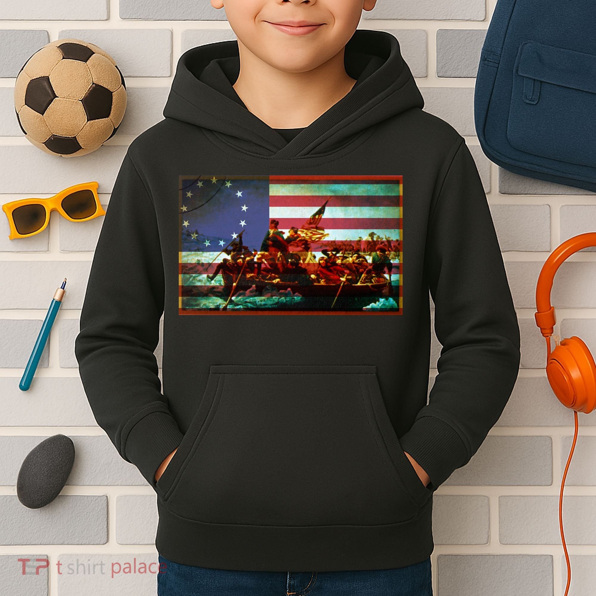 Patriotic Betsy Ross The Crossing Of Delaware Kids Hoodie