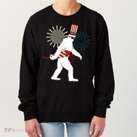 Patriotic Bigfoot Fireworks 4th of July Women's Sweatshirt thumb 0