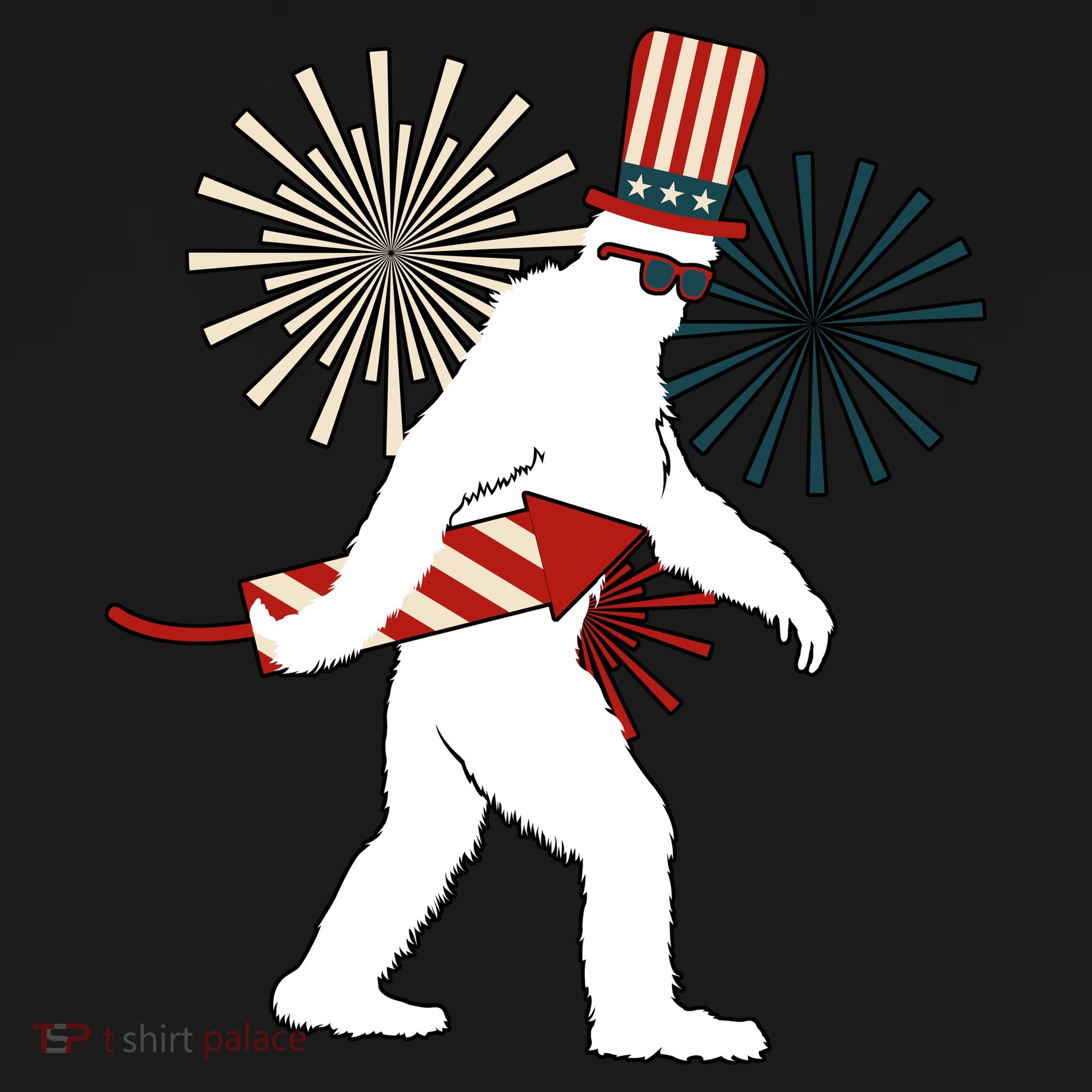 Patriotic Bigfoot Fireworks 4th of July Hoodie