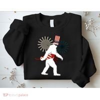 Patriotic Bigfoot Fireworks 4th of July Sweatshirt thumb 2