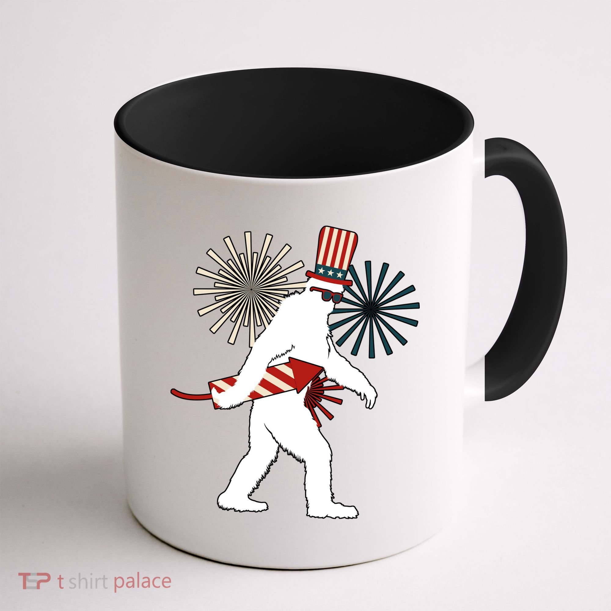 Patriotic Bigfoot Fireworks 4th of July Coffee Mug