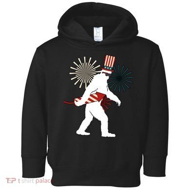Patriotic Bigfoot Fireworks 4th of July Toddler Hoodie