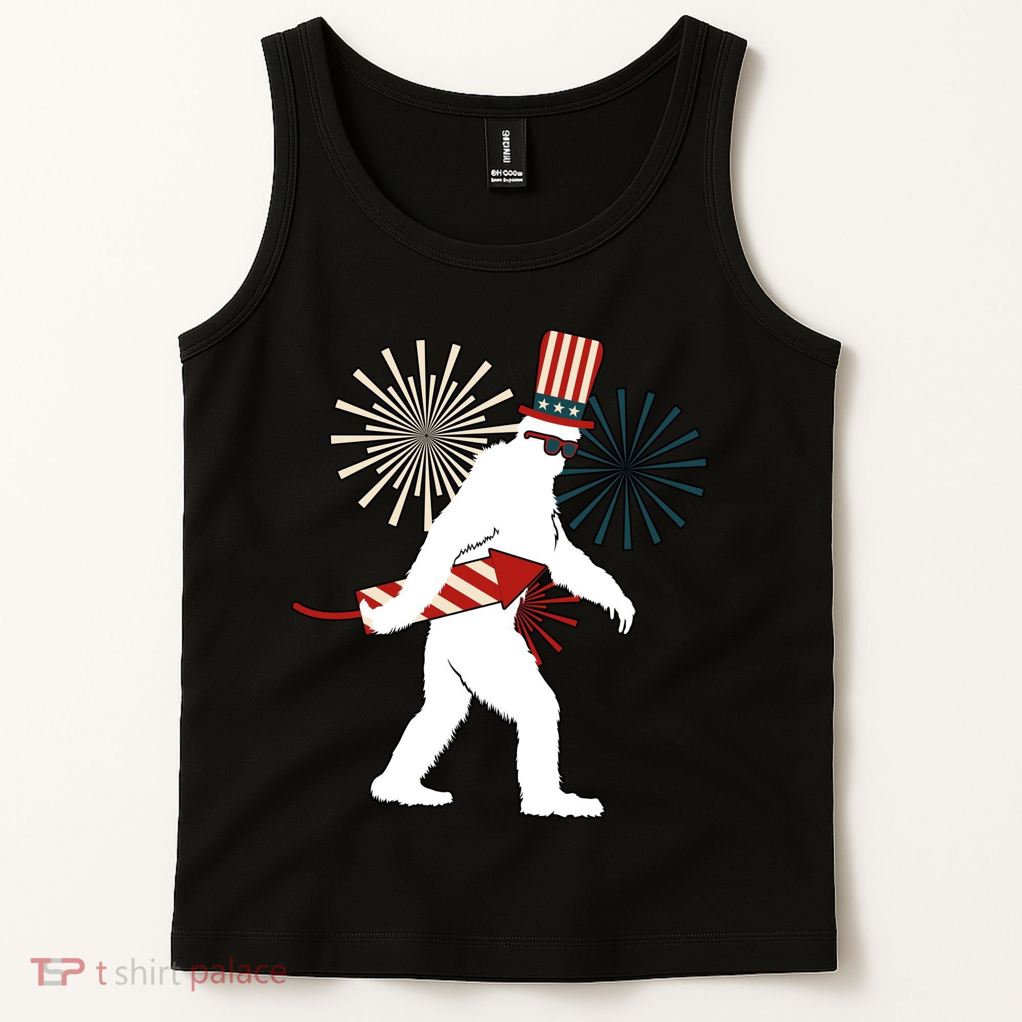 Patriotic Bigfoot Fireworks 4th of July Tank Top