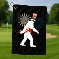 Patriotic Bigfoot Fireworks 4th of July Golf Towel thumb 1