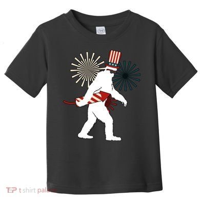 Patriotic Bigfoot Fireworks 4th of July Toddler T-Shirt