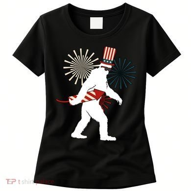 Patriotic Bigfoot Fireworks 4th of July Women's T-Shirt