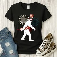 Patriotic Bigfoot Fireworks 4th of July Women's T-Shirt thumb 3