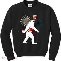 Patriotic Bigfoot Fireworks 4th of July Kids Sweatshirt thumb 0