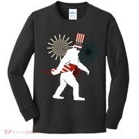 Patriotic Bigfoot Fireworks 4th of July Kids Long Sleeve Shirt thumb 0