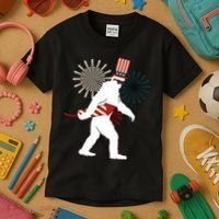 Patriotic Bigfoot Fireworks 4th of July Kids T-Shirt thumb 3